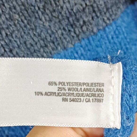 Old Navy Wool Rugby Striped Men's Sz L Long Sleeve Casual Warm Blue Grey Sweater - Picture 9 of 10